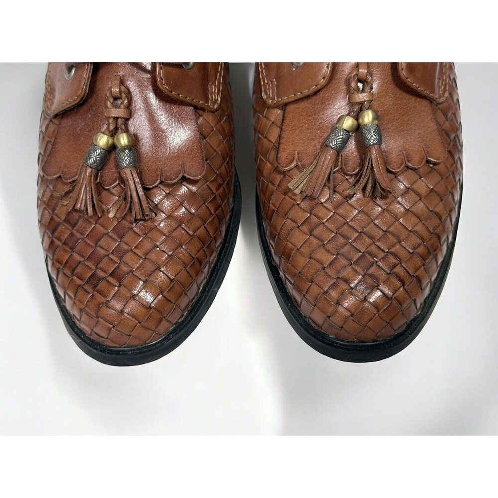 VTG Ariat Boots Women's 5.5B Brown Leather Kiltie Tassel Woven Retro Western - Picture 7 of 12